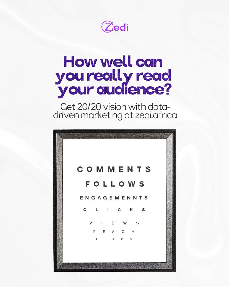 ZediInc's tweet image. Strategy starts with understanding.
At Zedi, we help brands listen, learn, and lead with audience insight.

Gain 20/20 vision at zedi.africa

#Zedi #TheGrowthCompany
