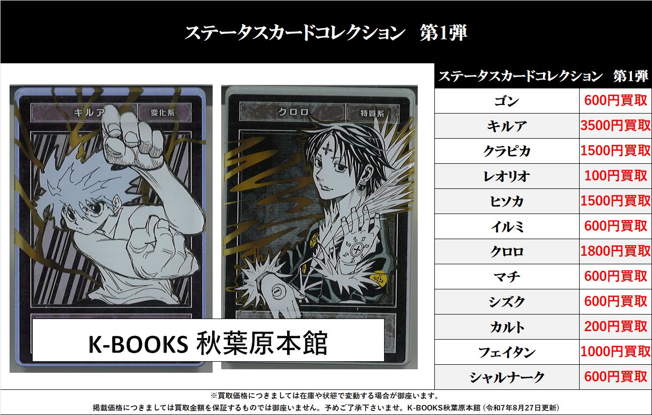 HUNTER × HUNTER ステータスカード クロロ ヒソカ キルア HUNTER