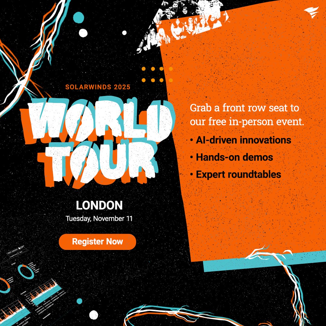 Climb Channel Solutions Ireland (@climbcs_ie) on Twitter photo The <a href="/solarwinds/">SolarWinds</a> 2025 World Tour is stopping in London on November 11th at the Sea Containers Hotel! 🔗 Register today – seats are limited! solarwindsevents.com/e/solarwinds-w…
#SolarWinds #WorldTour2025 #ITEvents #London #ClimbChannelSolutions #AI #OperationalResilience #TechEvents The <a href="/solarwinds/">SolarWinds</a> 2025 World Tour is stopping in London on November 11th at the Sea Containers Hotel! 🔗 Register today – seats are limited! solarwindsevents.com/e/solarwinds-w…
#SolarWinds #WorldTour2025 #ITEvents #London #ClimbChannelSolutions #AI #OperationalResilience #TechEvents