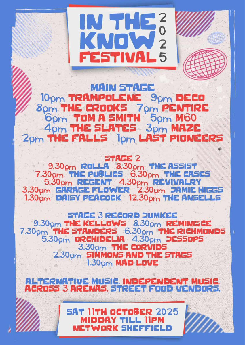 SHEFFIELD! 🚨

Catch us opening MAIN STAGE for In The Know Festival at Network. 1PM Saturday!