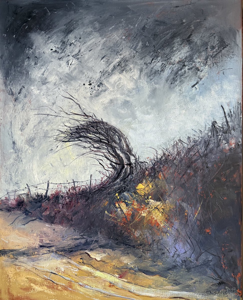 staithesartist's tweet image. #Hawthorn #tree #landscape #art 25x32” #oils #painting #expressive #framed