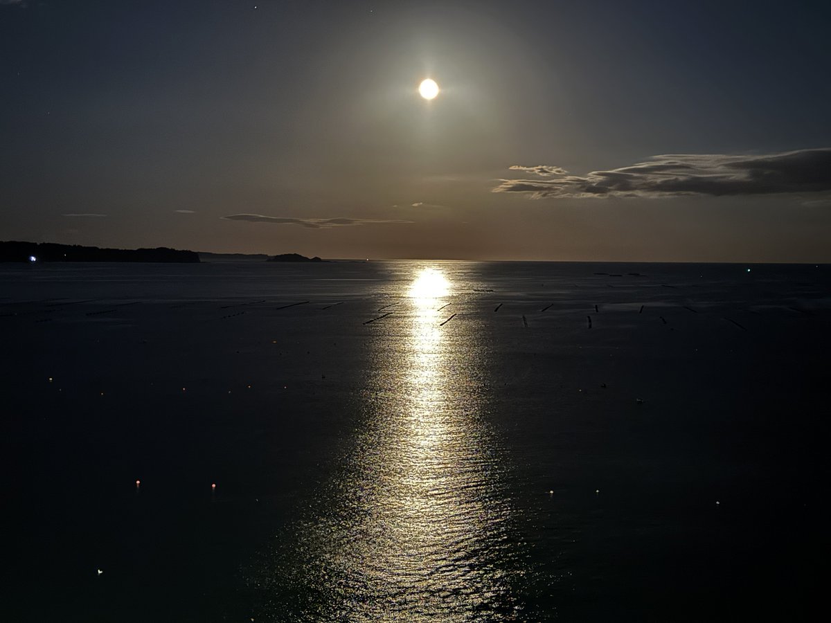 🌕
静かな海面に映る一筋の光――
南三陸ホテル観洋から望む“ムーンロード”。
まるで月へと続く道のように、やさしく輝く夜。
海と月が描く幻想的なひとときを、ぜひご覧ください。

#南三陸ホテル観洋 #ムーンロード #月の道 #南三陸の夜 #絶景ホテル #海に映る月 #観洋の風景 #癒しの時間