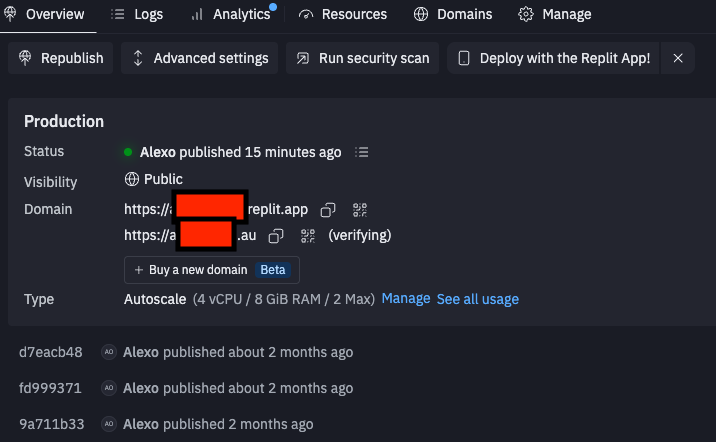 AlexoJaSuba's tweet photo. Built my app on @replit, and just deployed it using replit hosting (which is going to cost ONLY $1 per month.. for low usage during testing) ... ALL deployed within 10 minutes... Replit made this so easy &amp; so cheap that it is unbelievable!!!!! Thank you @amasad !! https://t.co/zKNDrBNgNT