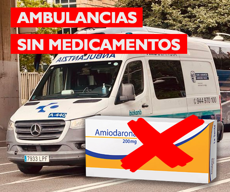 Denunciamos que las ambulancias de Bizkanb carecen de medicaciones para atender paradas cardíacas. Sin stock y sin soluciones, el personal se ve obligado a conseguir fármacos por su cuenta para atender paradas cardíacas
▶️ esk.eus/osakidetza/ind…
