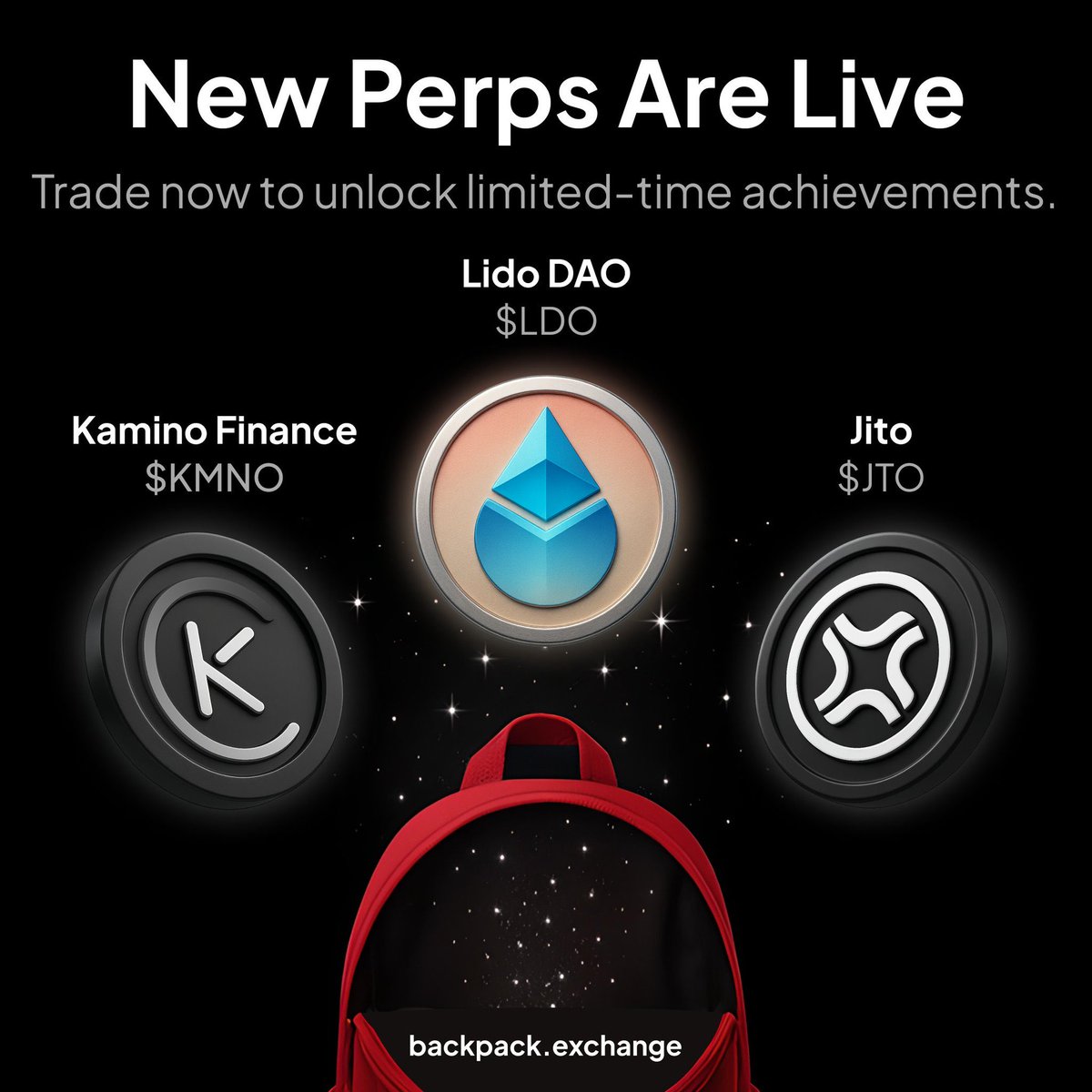 Backpack_CN's tweet image. 新的合约交易对已上线🎒

交易 $KMNO  $LDO 和 $JTO 来解锁限时成就。