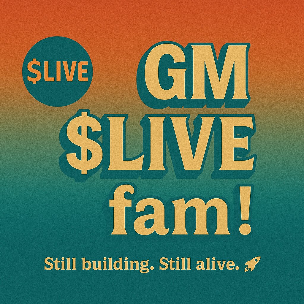 Live__Token's tweet photo. π GM $LIVE fam!
Howβs everyone doing today? π
Stay positive, stay building πͺ
Weβre still here, still growing.
#GM #CryptoCommunity #BNBChain #WAGMI #memecoin #LIVEtoken https://t.co/8xmNH1QKfo