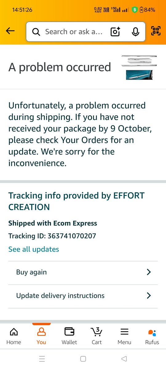 muralikkannan's tweet photo. @AmazonHelp after multiple follow up customer care Not resolved the issues. https://t.co/I34BbWbtTG