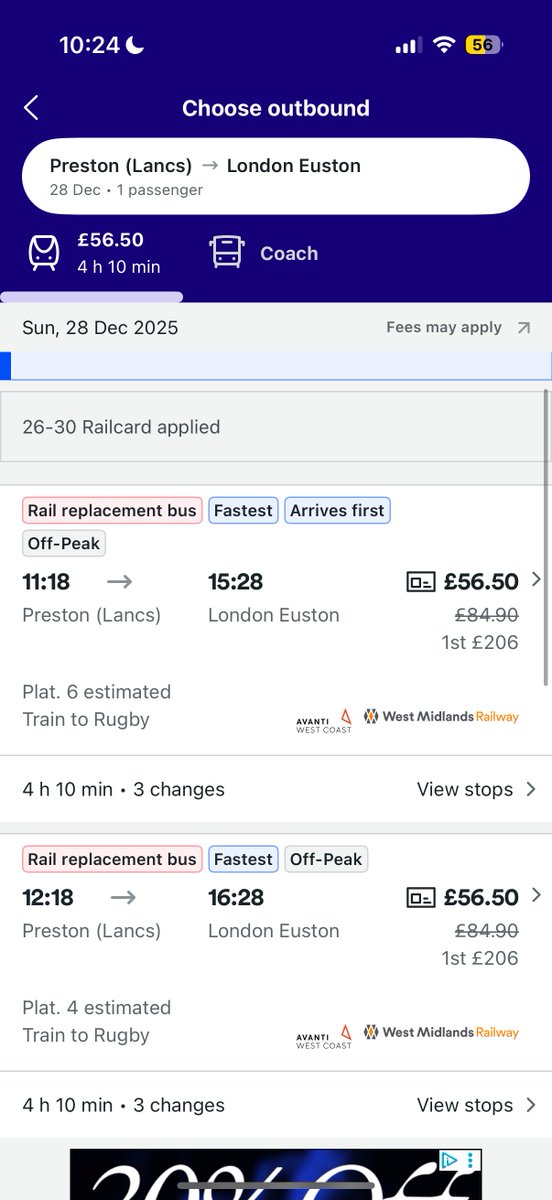 RealHotXGurlSh0's tweet photo. None of your trains direct? I was told by one of your colleagues that there will be a timetable for trains around the Christmas period! I have booked to go to London for New Year 28th December - 3rd Jan. The trains are not looking hopeful to get us there! @AvantiWestCoast https://t.co/DpTIBAYsUV