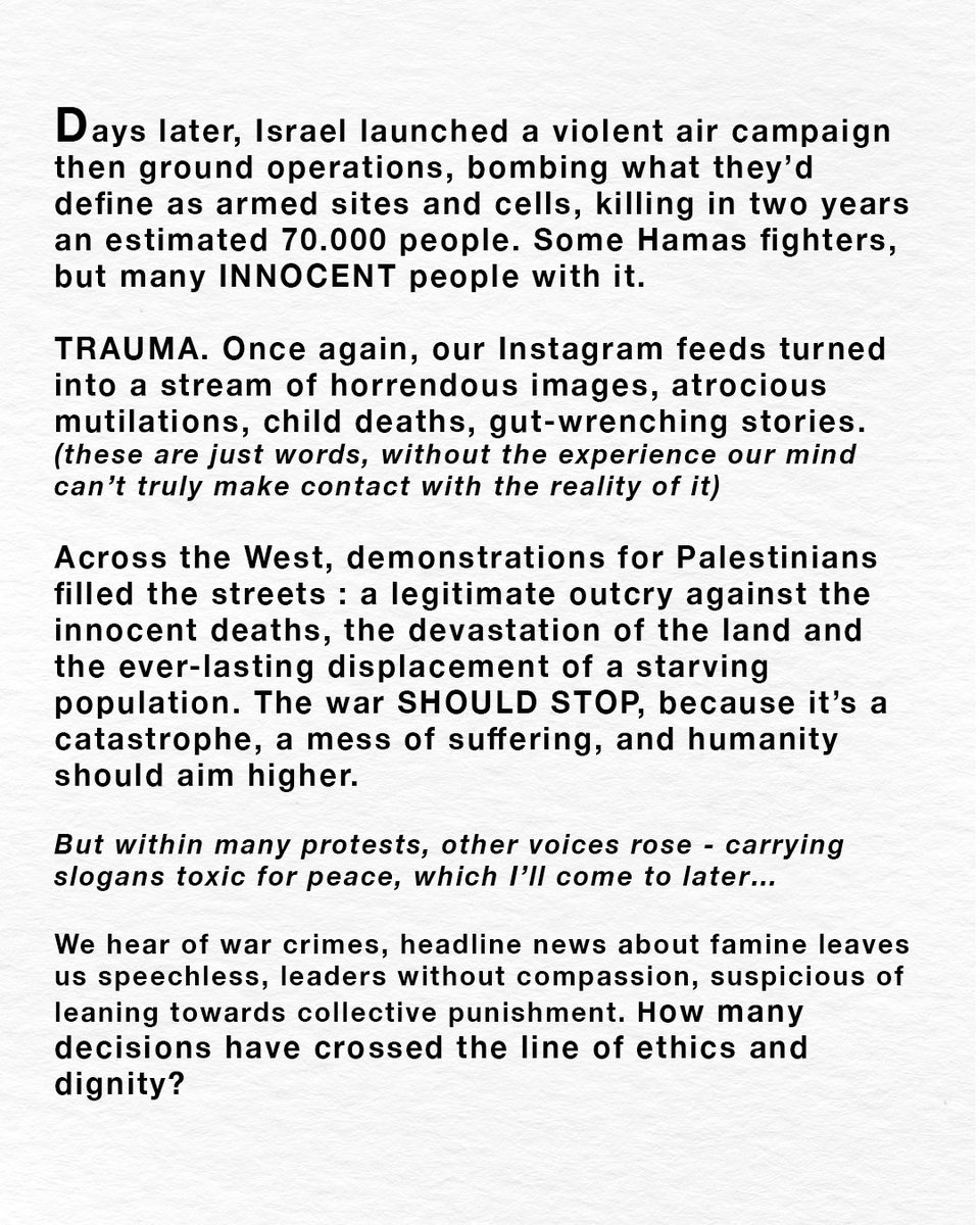 Samtibistreet's tweet photo. Oct. 7, Two Years Later - Breaking the Cycles of Hate. My take on the conflict and a message to peace-inspiring friends 🇮🇱🇵🇸🕊️

Warning : this is a nuanced piece

#october7 #israelhamaswar #israel #palestine #gaza #jews #muslims #palestinians #israelis #peace #peacemakers https://t.co/jFapf8ZzZa