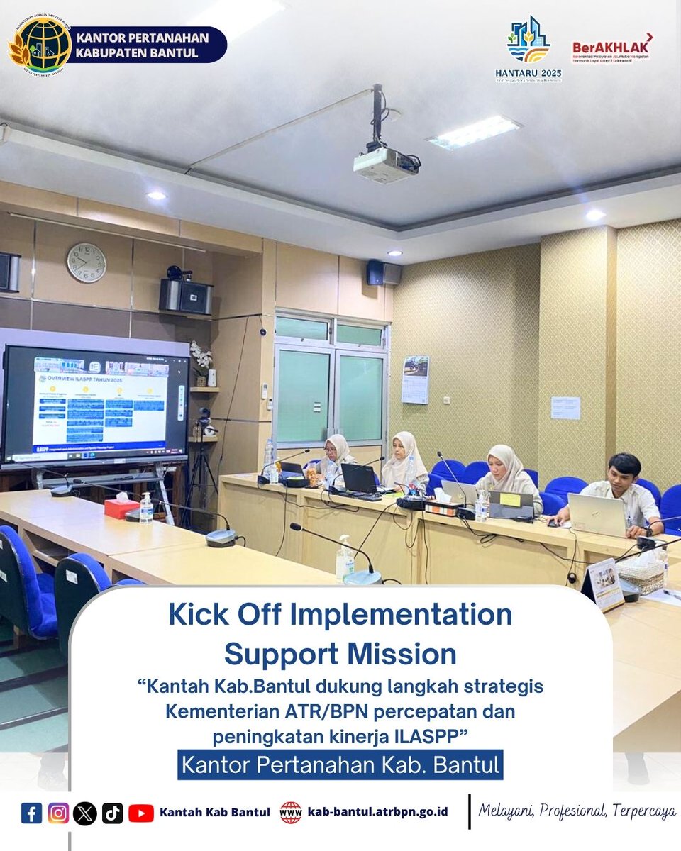 KantahKabBantul's tweet photo. Halo #SobATRBPN Kabupaten Bantul 🙌
Kepala Subbagian Tata Usaha beserta jajaran mengikuti undangan dari Setjen Kemeterian ATR/BPN pada kegiatan Integrated Land Administration and Spatial Planning Project (ILASPP) Implementation Support Mission, secara daring (6/10/2025)
#ILASPP https://t.co/Y5hakEkzJd