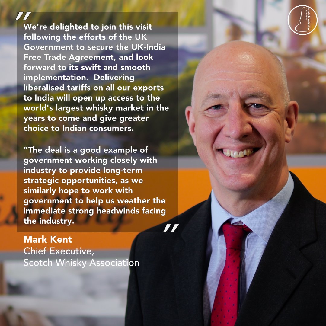 SWA Chief Executive @markagkent has joined PM <a href="/Keir_Starmer/">Keir Starmer</a>, SoS for Scotland <a href="/D_G_Alexander/">Douglas Alexander</a> &amp; SoS for Business and Trade <a href="/peterkyle/">Peter Kyle</a> on a trade mission to India this week, following the landmark UK-India FTA announced earlier this year 🇮🇳 🥃 🏴󠁧󠁢󠁳󠁣󠁴󠁿