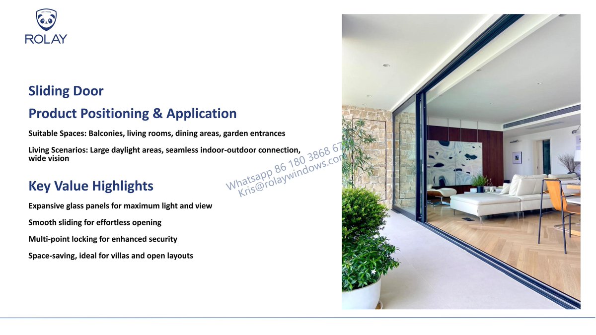 ZhouKris88485's tweet image. ROLAY slim sliding doors — smooth sliding, secure locking, and wide glass views.
Ideal for villas, balconies &amp;amp; garden spaces.
Factory-direct aluminum door supplier for the Middle East.
👉 rolaywindows.com
#slidingdoor #aluminiumdoor #factorydirect #SaudiArabia #UAE #Qatar