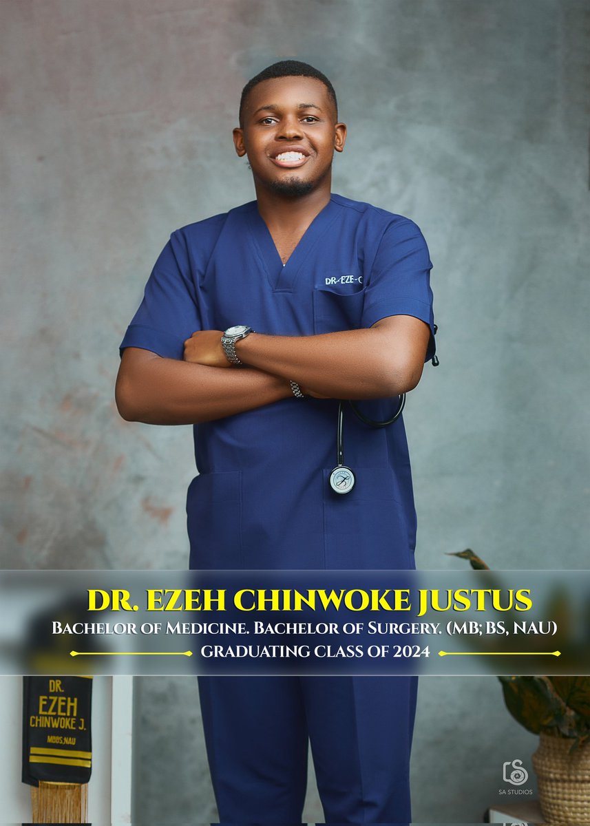 EzehJustus's tweet image. Thank you God for keeping things running smoothly.🙏

It&apos;s a dream come true.

Re-introducing...

Dr. Ezeh Chinwoke Justus 
MBBS; NAU