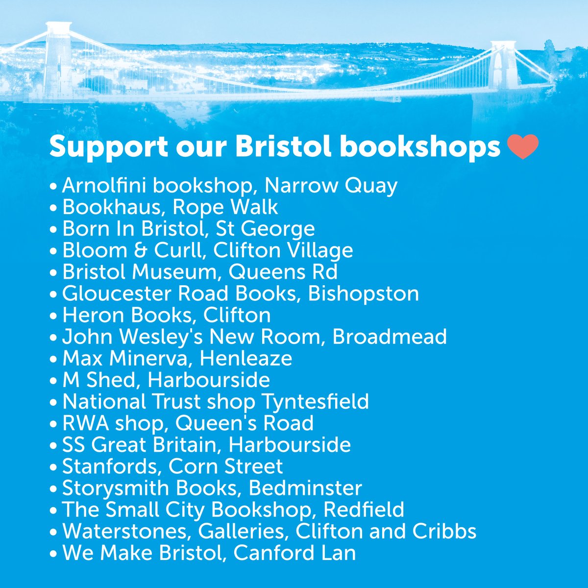 Saturday, 11th October is Bookshop Day! ♥️📕
Celebrate your wonderful Bristol bookshops.
The perfect place to treat yourself this Autumn or kick start your Christmas gift-buying.