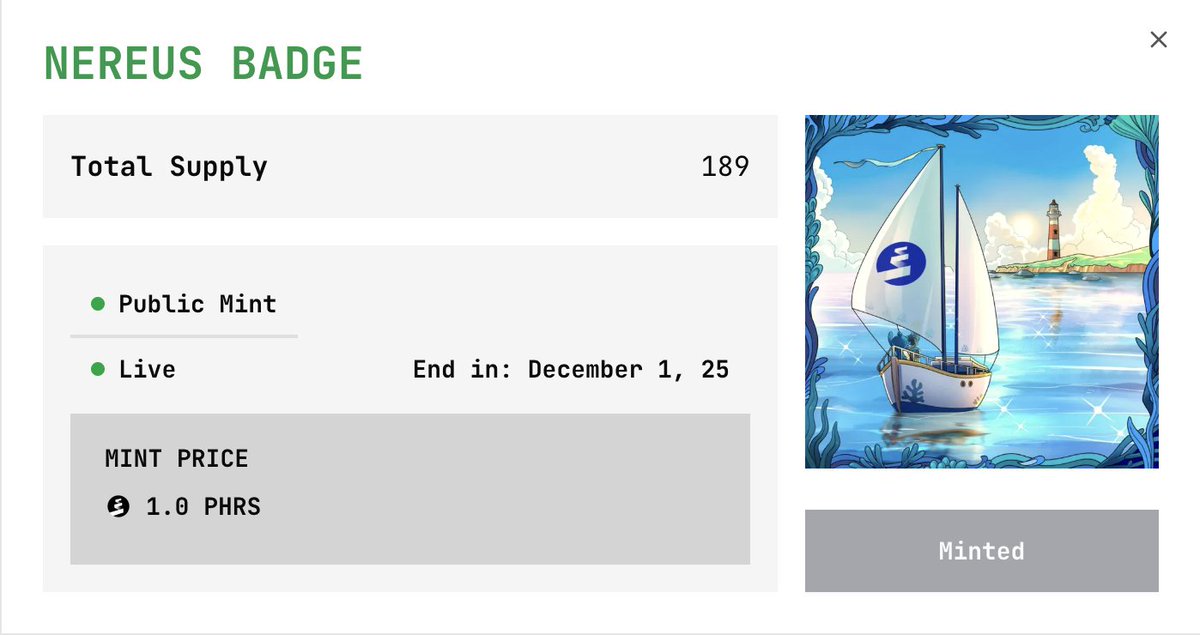 suka19xx's tweet image. Have you minted @pharos_network SBT Minting Pass?
Show your badge below 👇
P/s: Don't forget Creators Arena 1st Wave will end at 6:59 AM UTC 13/10/2025.