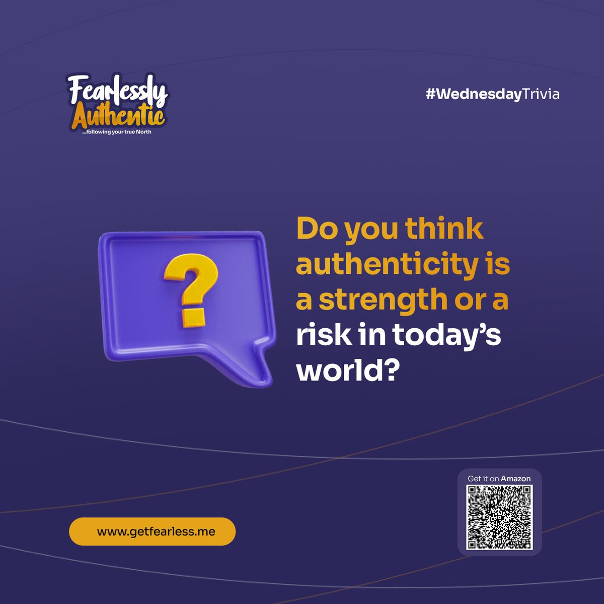 GetFearlessMe's tweet image. #WednesdayTrivia! 🧐

Let&apos;s get real: In a world built on careful branding and conformity, does it still pay to be you?

Let us know! 👇

#AuthenticLiving #FearlesslyAuthentic #TrueNorth