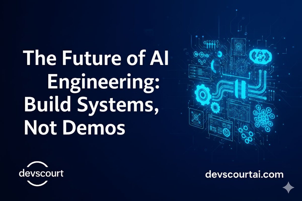 samueldben's tweet photo. @devscourtAI 
AI engineers are slowly realising: it’s not just about prompts or models — it’s about systems thinking.
How your agents talk, recover, and scale matters more than any single LLM tweak.
Build systems, not demos.
#AIEngineering #AIEngineer https://t.co/GtACWYpiSJ