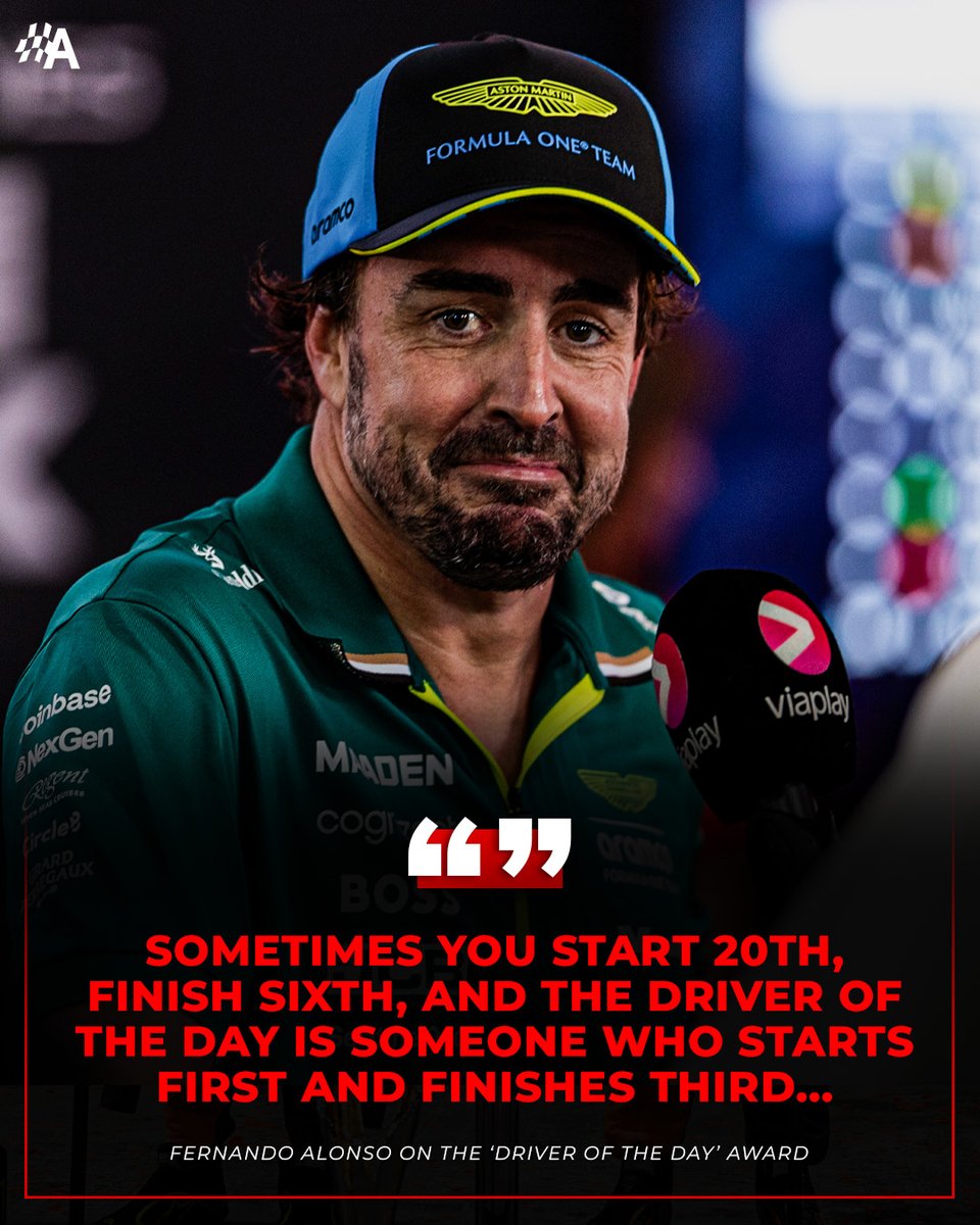 Fernando Alonso after winning the 'Driver of the Day' award 🤷‍♂️