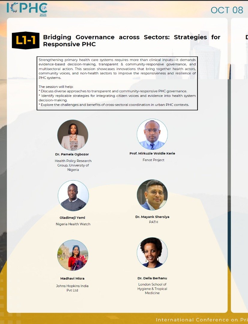 nighealthwatch's tweet image. When communities speak, systems respond. How are citizen voices shaping #PHC in Nigeria?

Today at the ongoing #ICPHC2025, our Senior Manager, M&amp;amp;E, @solomonyemi, will share insights from Niger State on the Qualitative Assessment of PHC Accountability and Citizen Voices in a