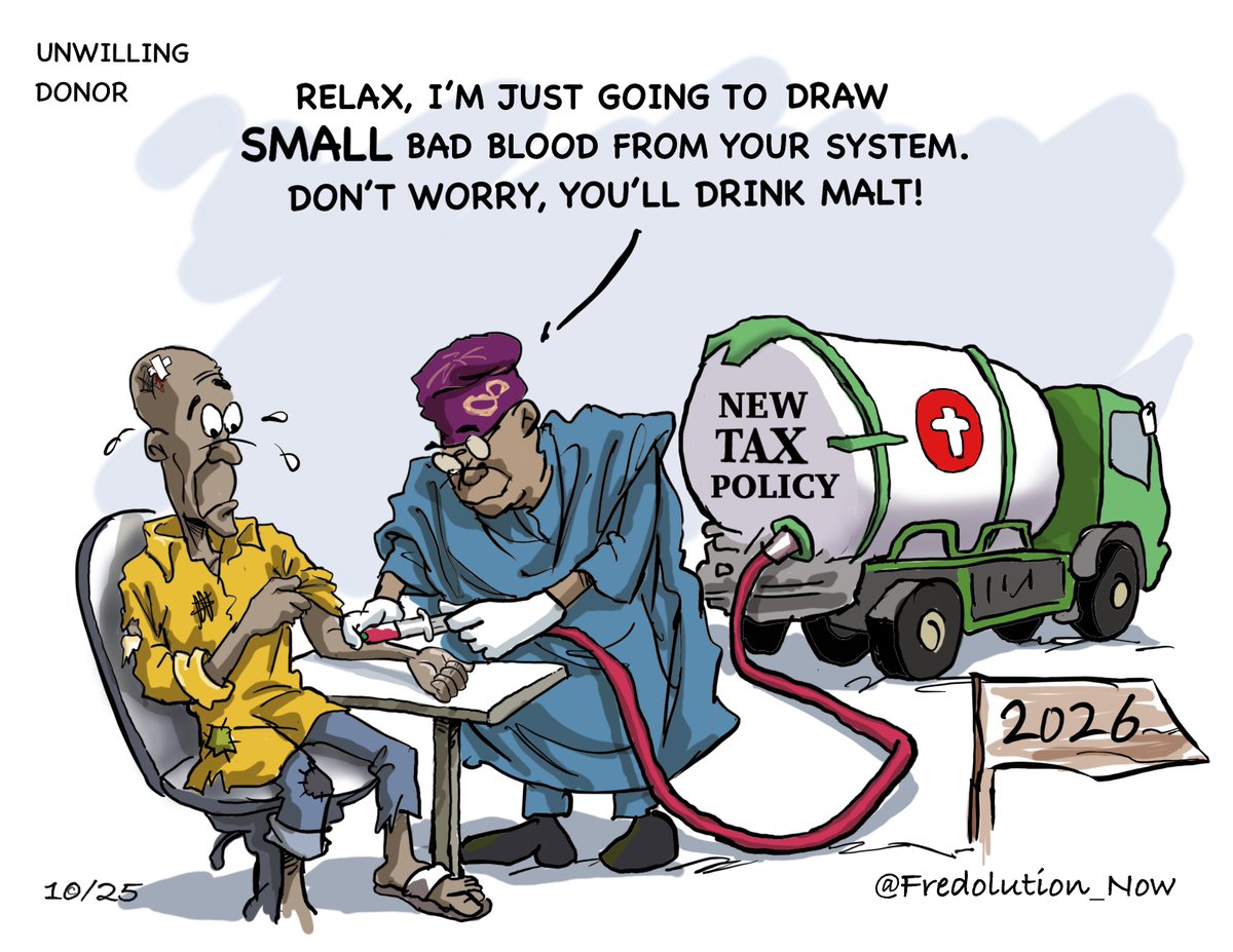 Fredolution_Now's tweet image. My cartoon today: Unwilling Donor