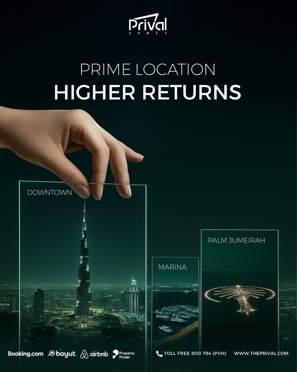 PrivalHomes's tweet photo. Downtown, Marina, Palm Jumeirah, and Business Bay are Prival's specialties in Dubai's most profitable locations to guarantee strong occupancy and ROI.

Discover how your property fits in.
📞 Book Now: +971 4 253 6333
🌐 https://t.co/o6eELILXkI https://t.co/gCfg5zd9Tp