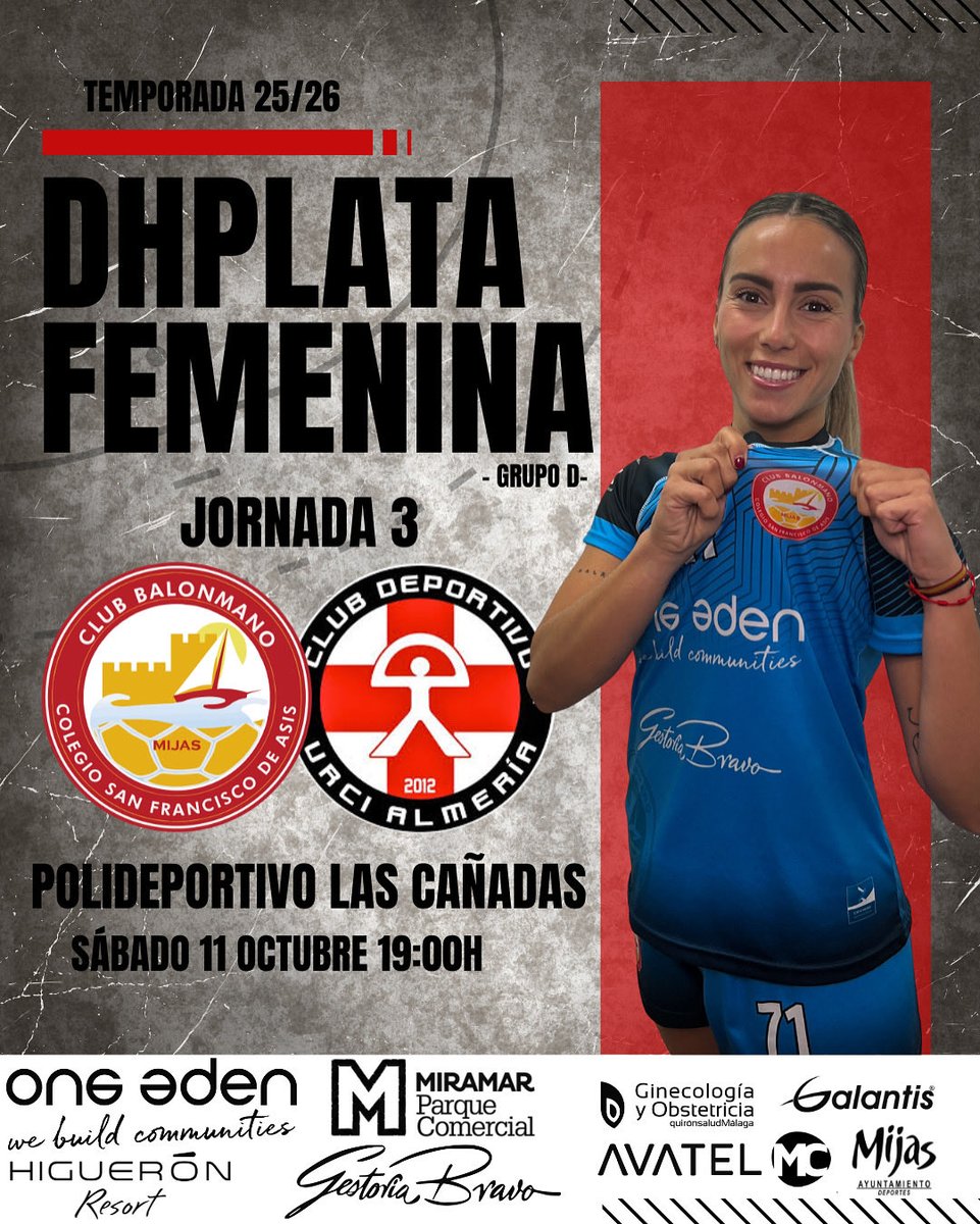 𝐉𝐎𝐑𝐍𝐀𝐃𝐀 𝟑🤾‍♀️

🏠¡Volvemos a jugar en casa y queremos contar contigo!

🆚 @cdurcialmeria 
🗓️Sábado 11 septiembre 
⏱️19:00h
📍Pabellón Las Cañadas
📺youtube.com/live/n418JnjgX… 
🎟️ Entrada 3€ 
🏷️ Abonos disponibles
🔞Menores gratis