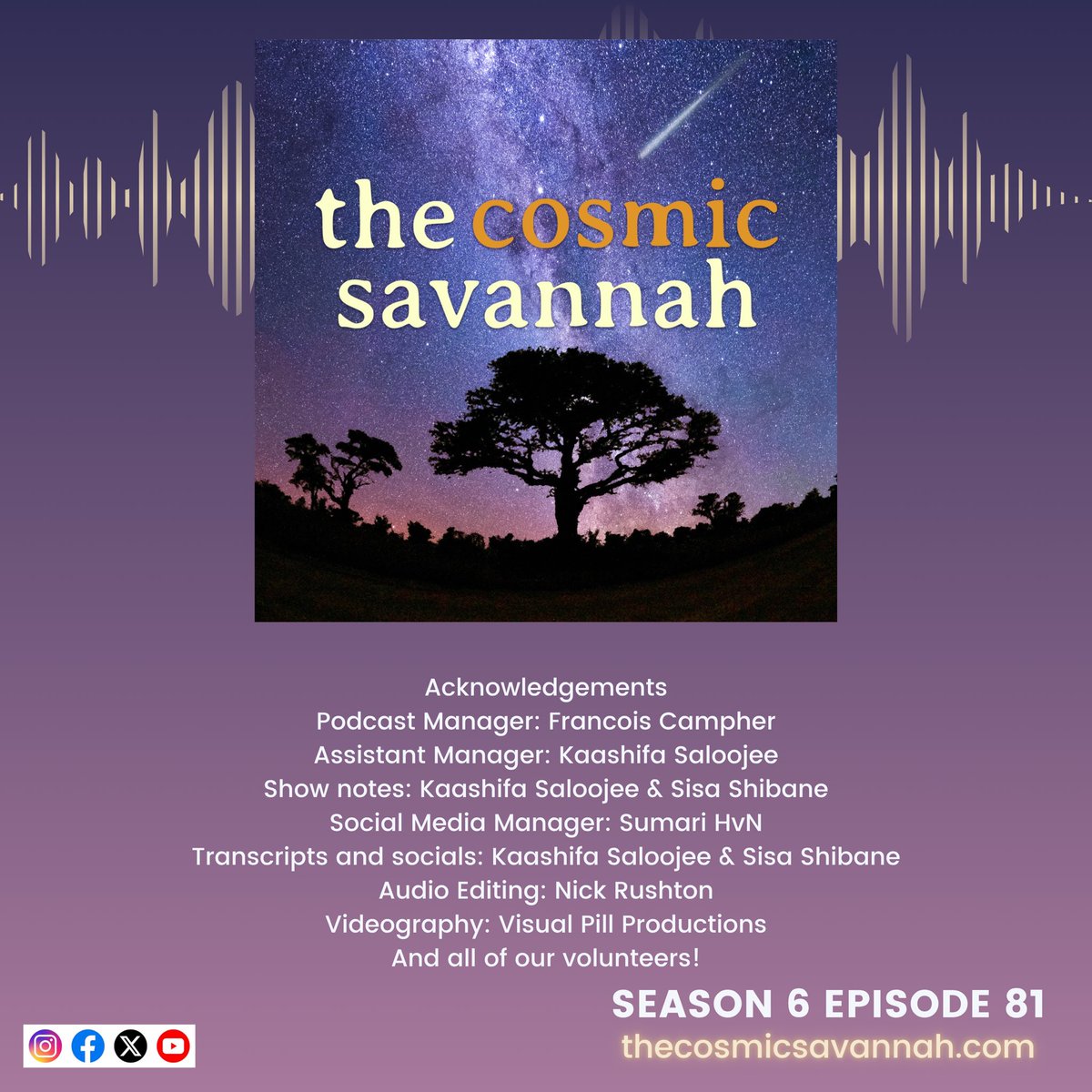 cosmicsavannah's tweet image. Episode 81 is out now!🥳

Join us as our hosts speak to Dr Simon de Wet about his Gamma ray burst discoveries during his PhD! 🎓

Listen on any podcast streaming platform 🎧 and watch the video on YouTube!🎥

#episode #phd #gammarayburst #cosmicsavannah #africa #telescope