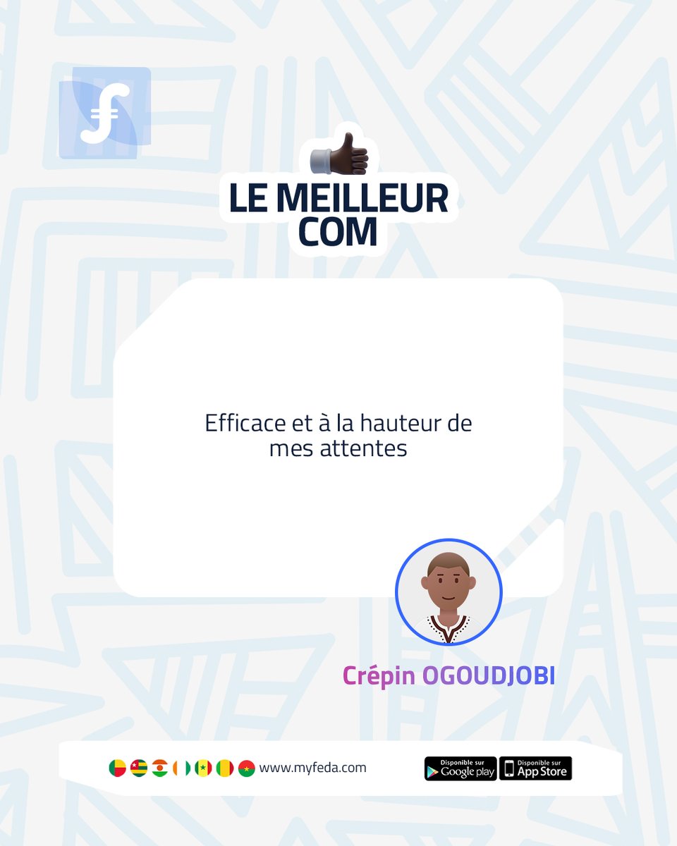 MyFeda_'s tweet photo. On ne va pas écrire un roman. Deux mots suffisent : efficace et fiable.
Pas de bla-bla, pas de chichi, juste du service qui fait le taf😎
Tu testes ? Clique sur 📌https://t.co/BlnsrI6DvM pour créer un compte MyFeda.
#MyFeda #ReprenezleControleEtFaitesPlusAvecVotreArgent https://t.co/0k5MVvXmwB