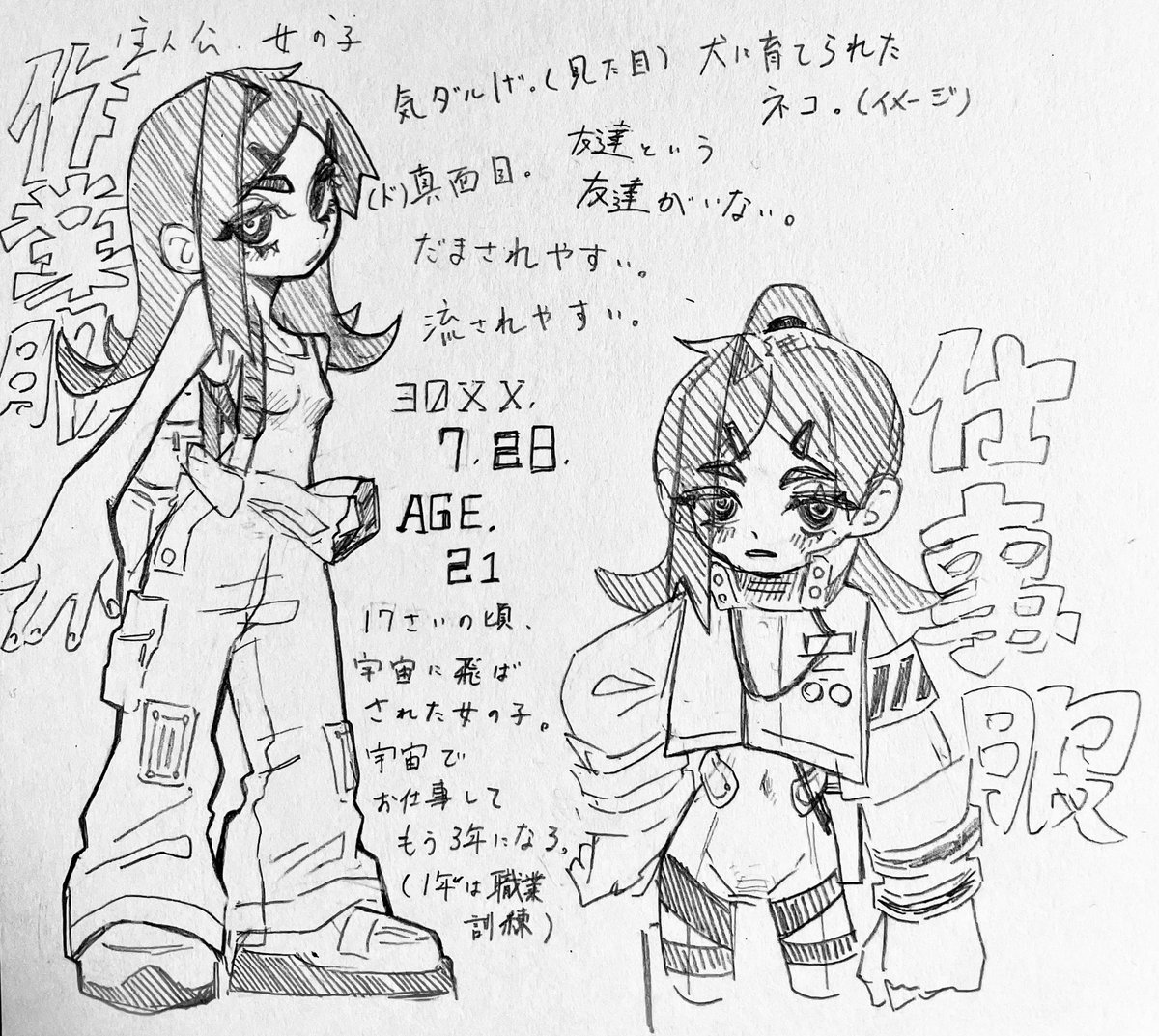 twin_dayo's tweet photo. 卒制終わりは、宇宙をテーマになんか描いてた
宇宙観測飛行士と惑星（擬人化）
高3の不良と惑星（擬人化）とか… https://t.co/NjZ2hRFALd