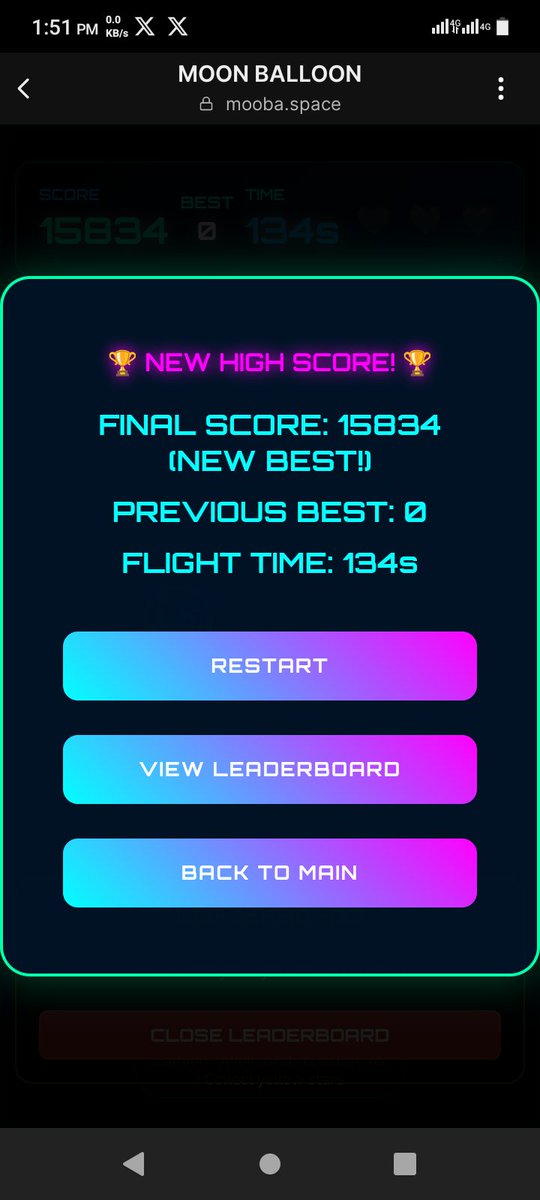 Timmy_itx's tweet image. I have scored it but not been updated in leaderboard
@Mooba_sol check it out
this is happening I keeping playing nd scoring it but leader not there a glitch maybe
Even thoo I have tried 2 different wallet but same issue no leaderboard shown
x.com/Mooba_sol/stat…
