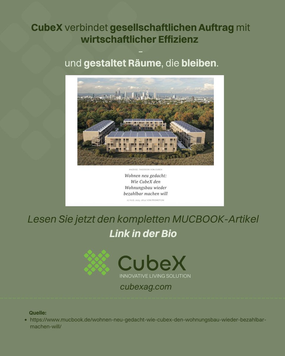 Design trifft Disruption: Branchen wie Automobil oder Technik haben vorgemacht, wie radikale Vereinfachung und Standardisierung ganze Industrien verändern können.

🌍 Weil Wohnen mehr sein muss als Stückwerk.

#WohnbauDerZukunft #RaumFürMorgen #CubeXRevolution #SeriellesBauen