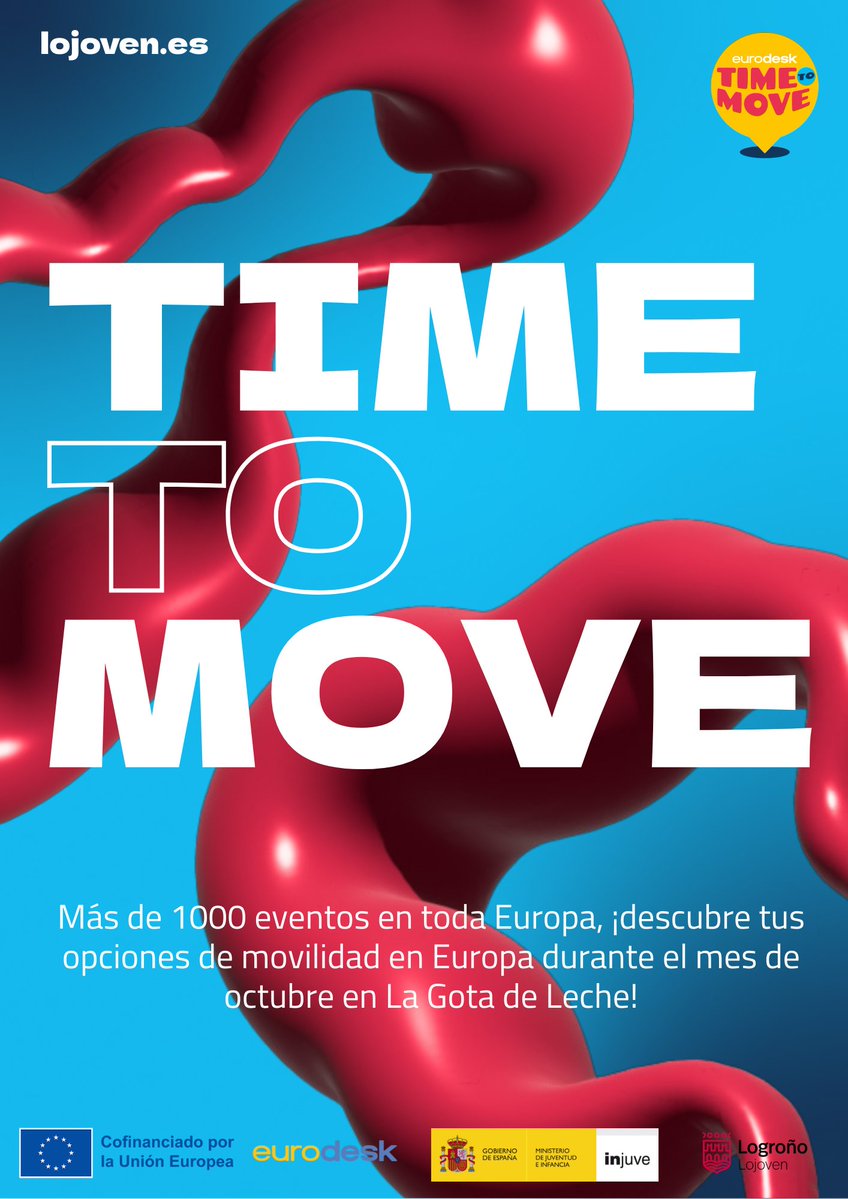 logronojoven's tweet image. 🧳&quot;TIME TO MOVE&quot; EURODESK🌍
🗣️Desde @logronojoven Punto Multiplicador #Eurodesk La Rioja programamos cuatro acciones dentro de la campaña europea #TimeToMove para este mes de Octubre🇪🇺 Descúbrelas⬇️
📍La Gota de Leche #Logroño
ℹ️🔗acortar.link/6CaWCB 
🕸️#SomosEurodesk #redsij