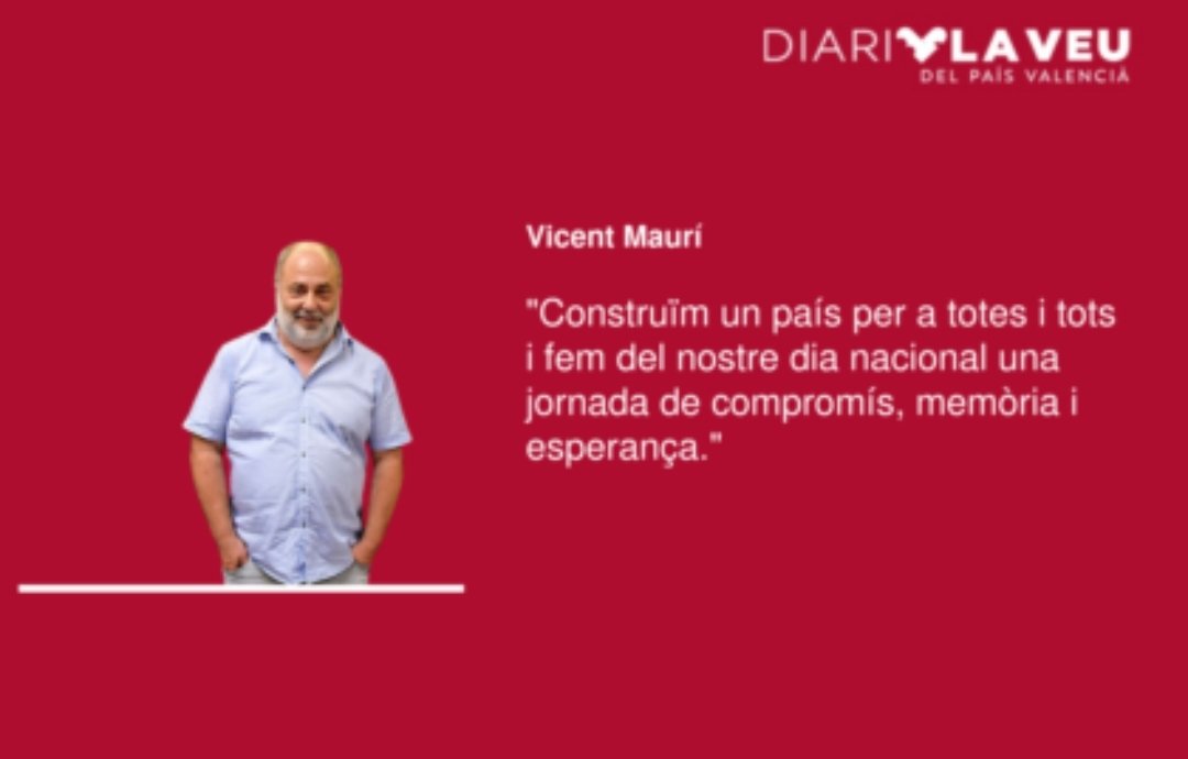 IntersindicalV's tweet photo. 'Eixir del fang amb dignitat: un 9 d’Octubre per al poble', article de Vicent Maurí.

"Construïm un país per a totes i tots i fem del nostre dia nacional una jornada de compromís, memòria i esperança."

https://t.co/tA8maO0vSD

#9octubre

@VicentMauri https://t.co/AkaEgI5Q3N