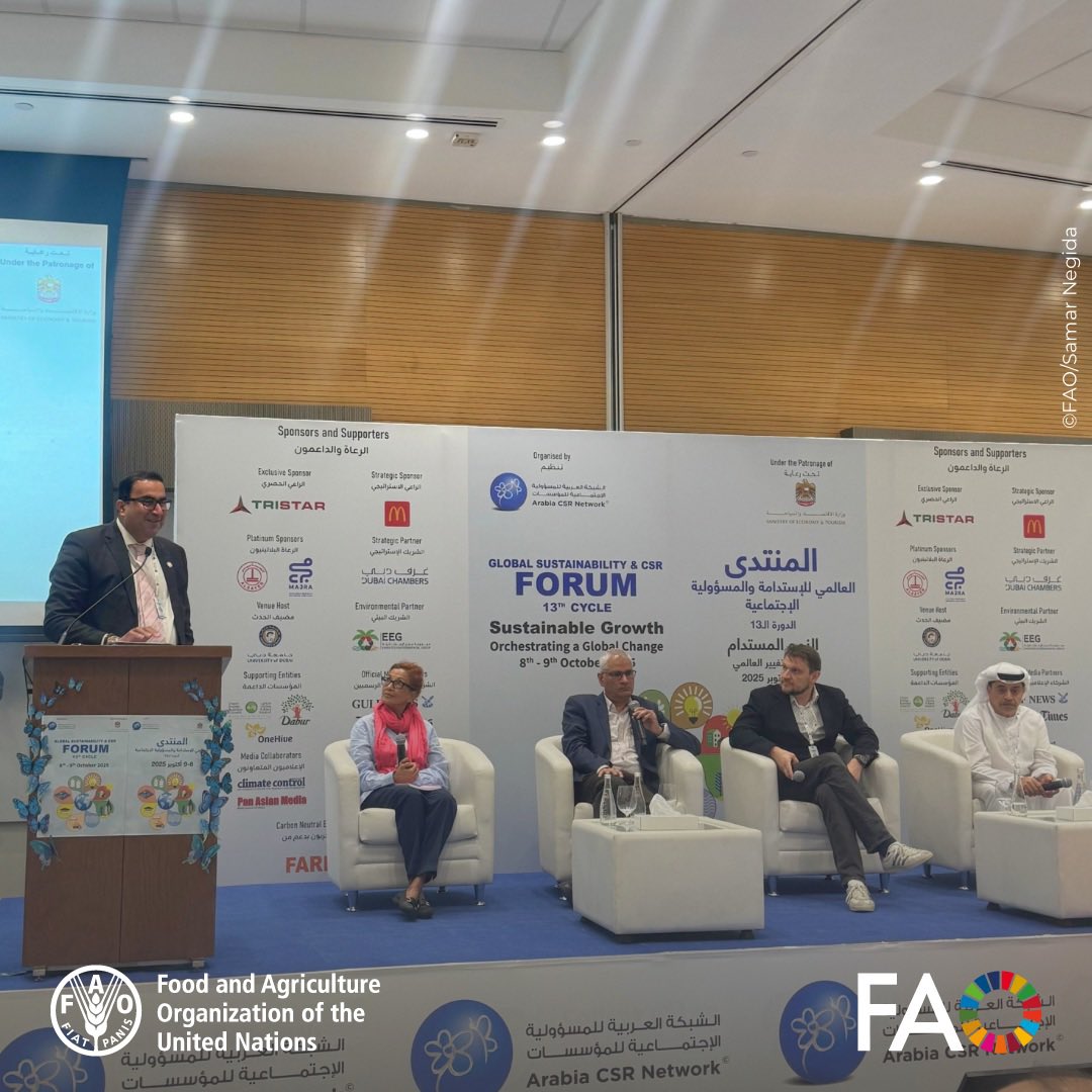 In the session, <a href="/ICBAAgriculture/">International Center for Biosaline Agriculture</a> , OEMT, <a href="/AlAinFarms/">Al Ain Farms</a> , and Wadi Dafta Plantation showcased innovative models of sustainable agriculture - balancing social &amp; economic growth, caring for the planet, and teaching younger generations how to live in a sustainable way. 🌍