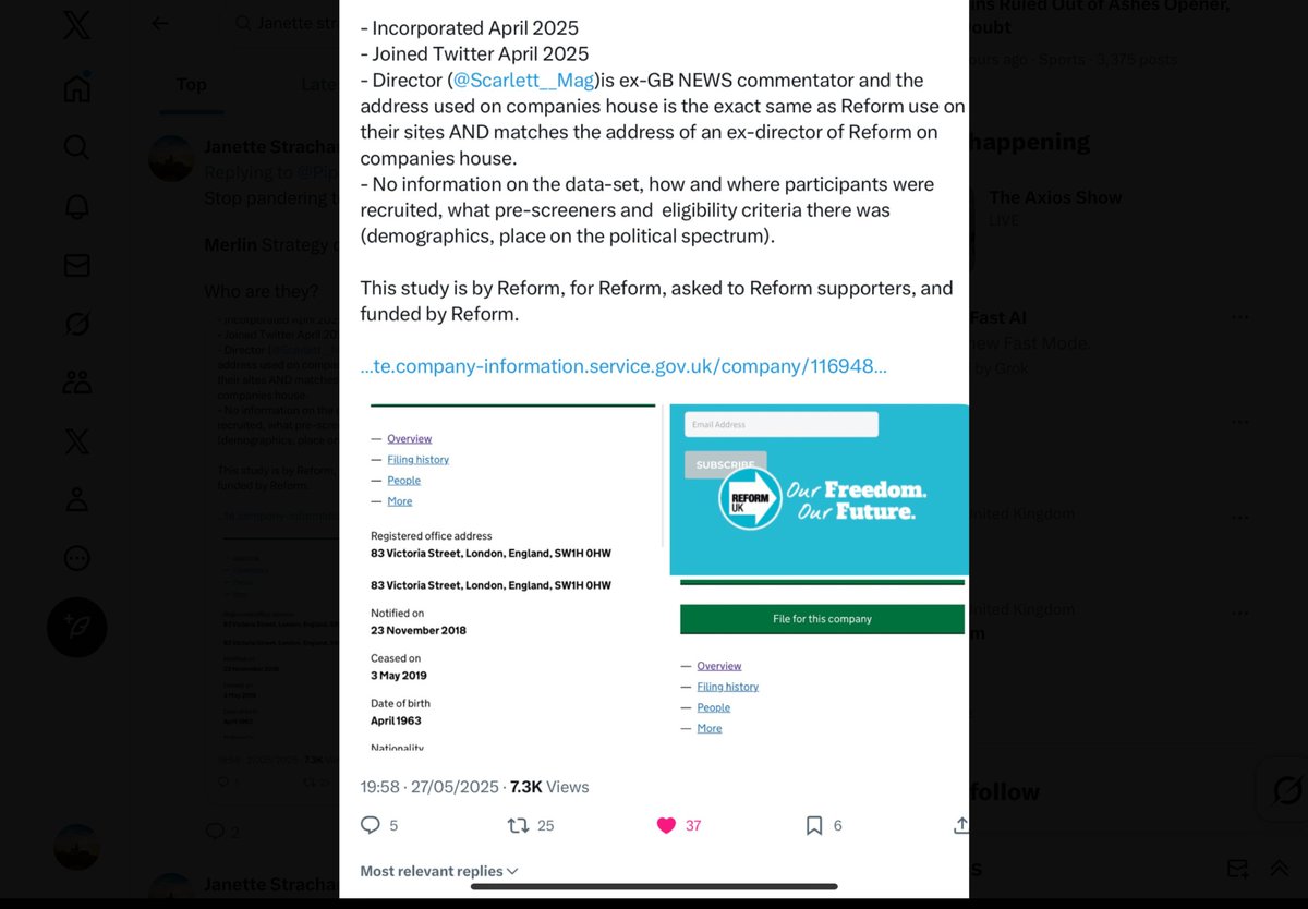 BraidseaQuine's tweet photo. @BBCPolitics Perhaps @BBCPolitics should be asking questions regarding Merlin Strategy,Maguire’s dubious company which consistently give’s #Reform a poll lead. 

#VerySuspicious https://t.co/hXqYNfav3g