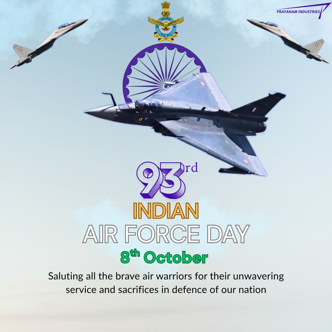 PrayanamInd's tweet photo. Prayanam Industries salutes the indomitable spirit, valor &amp; commitment of the @IAF_MCC.
As a proud vendor and R&amp;D partner to IAF, we remain committed to advancing indigenous aerospace technologies that empower our air warriors to stay ahead in multi-domain. #AirForceDay2025 https://t.co/XCmrRfk3tz