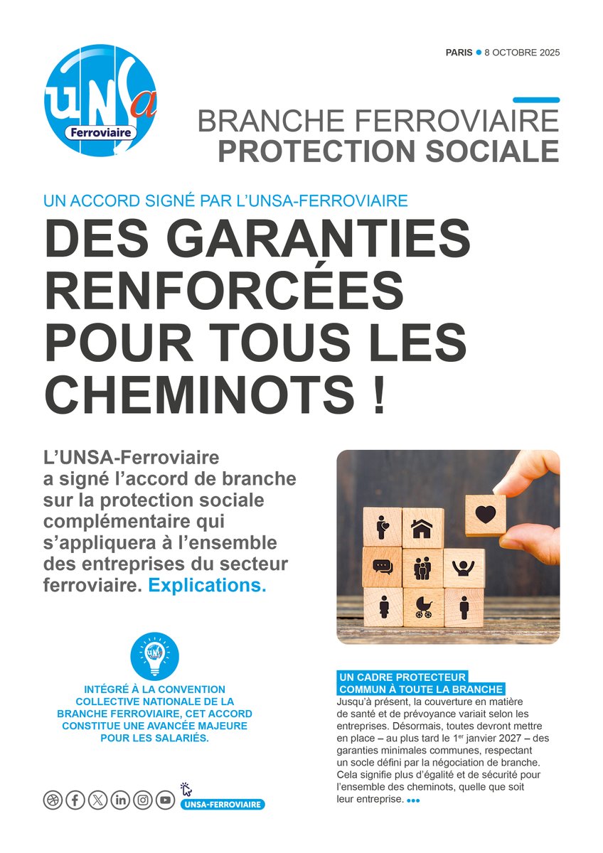 // BRANCHE FERROVIAIRE // Protection sociale complémentaire : l'<a href="/UNSAFerro_Off/">UNSA-Ferroviaire</a> signe l'accord dans l'intérêt de l'ensemble des cheminots de France ‼️ #SNCF #EntreprisesFerroviaires #NouveauxDroits 

En savoir plus ▶ tinyurl.com/47w76njp