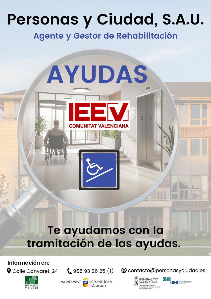 #gestorrehabilitación #ieecv #AyudasAccesibilidad

📣 Te ayudamos con la gestión de la rehabilitación de tu edificio. 🏢🚧

Plazos de solicitud:

IEEV.CV hasta el 17/11/2025 📝✅

Accesibilidad hasta el 26/12/2025 🦽🛗