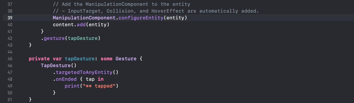 AtarayoSD's tweet image. visionOS 26: ManipulationComponent🌙
is my favorite, but gesture modifier and GestureComponent to handle Tap gestures don't work when you use it. Hmm... Any idea?