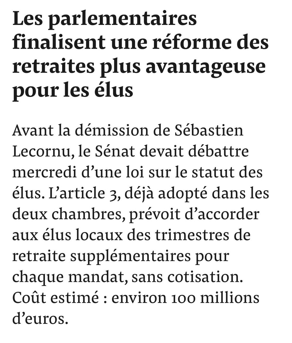 En pleine crise, on va payer 100 millions pour que ceux qui détruisent notre système de retraites se fassent une retraite sur mesure encore plus avantageuse qu’elle ne l’est déjà.
Ça finira mal et vous l’aurez bien cherché…
mediapart.fr/journal/france…
