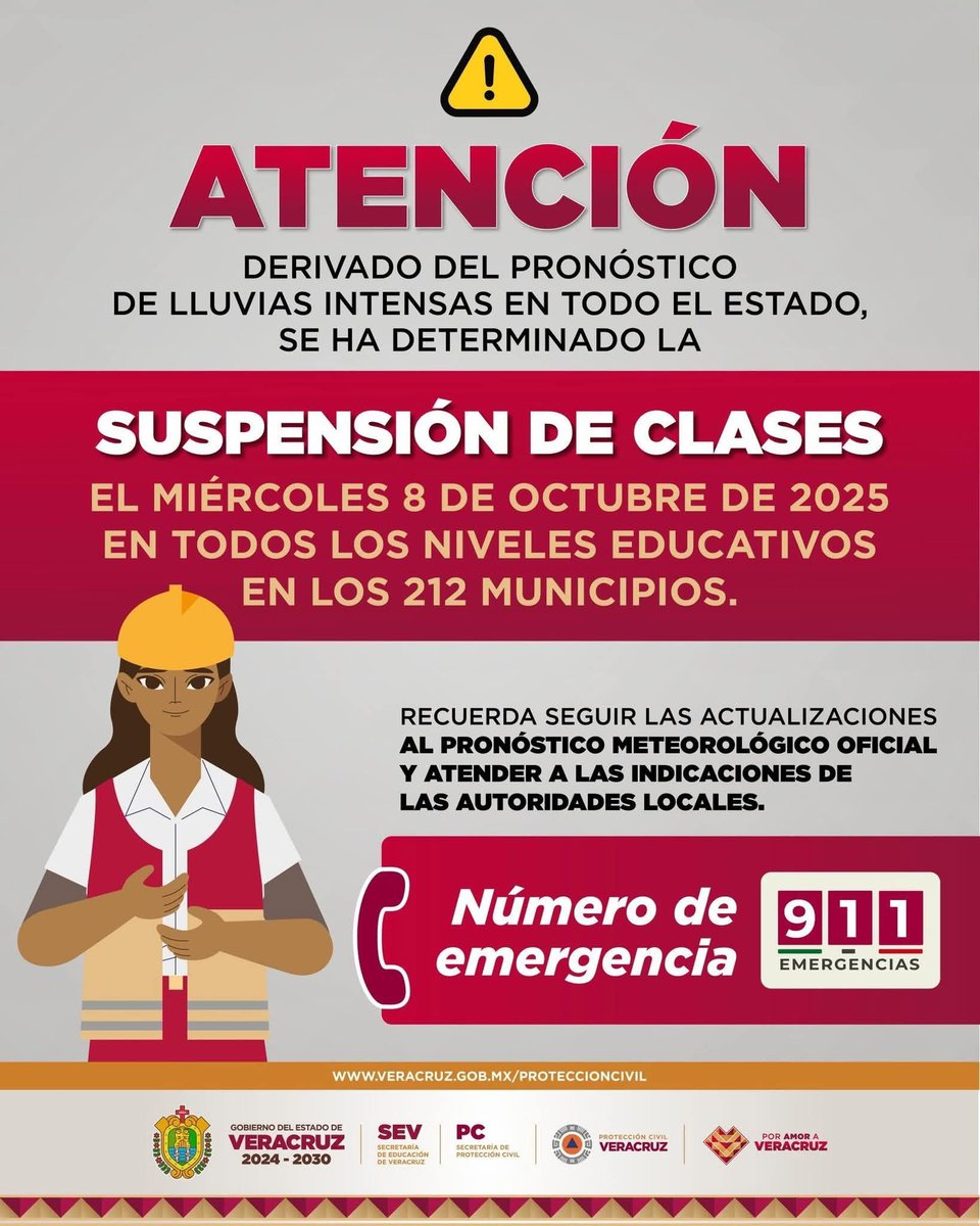 Suspenden clases el día de hoy en Veracruz por la fuerte lluvia #Xalapa #Veracruz