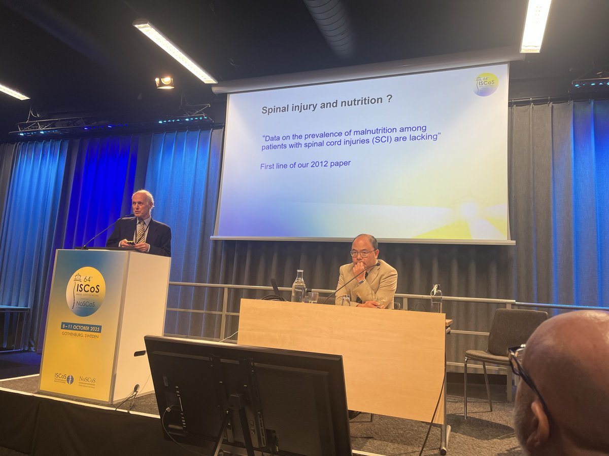 Honorary Member of the Nutrition SiG Society Professor Alistair Forbes presenting on nutritional support in chronic neurological conditions. Highlighting that more research is still needed <a href="/ISCoSmeetings/">ISCoS Meetings</a>