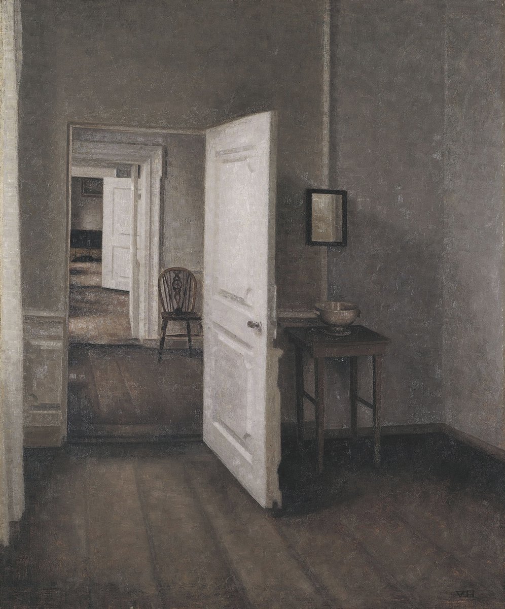 wikivictorian's tweet image. The Four Rooms, by Danish painter Vilhelm Hammershøi (1914). Ordrupgaard.
