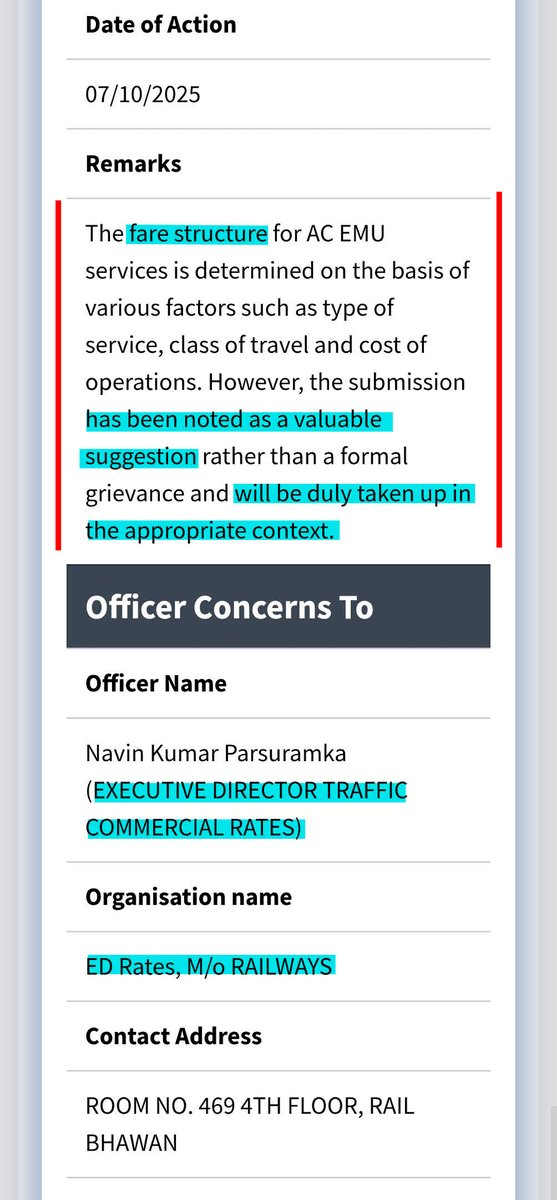 dayatiger197312's tweet image. Single Journey #AC_EMU vs #VandeMetro #BaseFare Difference for 30Km slab distance between AC _EMU &amp;amp; VandeMetro is Rs. 44 (122% more). 
Fare Reduction petition reply says the submission has been noted as a #valuable_suggestion &amp;amp; will be duly taken up in the appropriate context