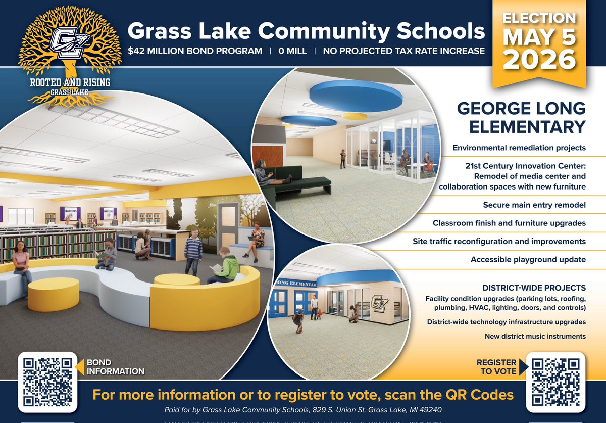 GrassLakeCS's tweet photo. May 2026 Bond Info- George Long Elementary. https://t.co/N9uS8GwweU