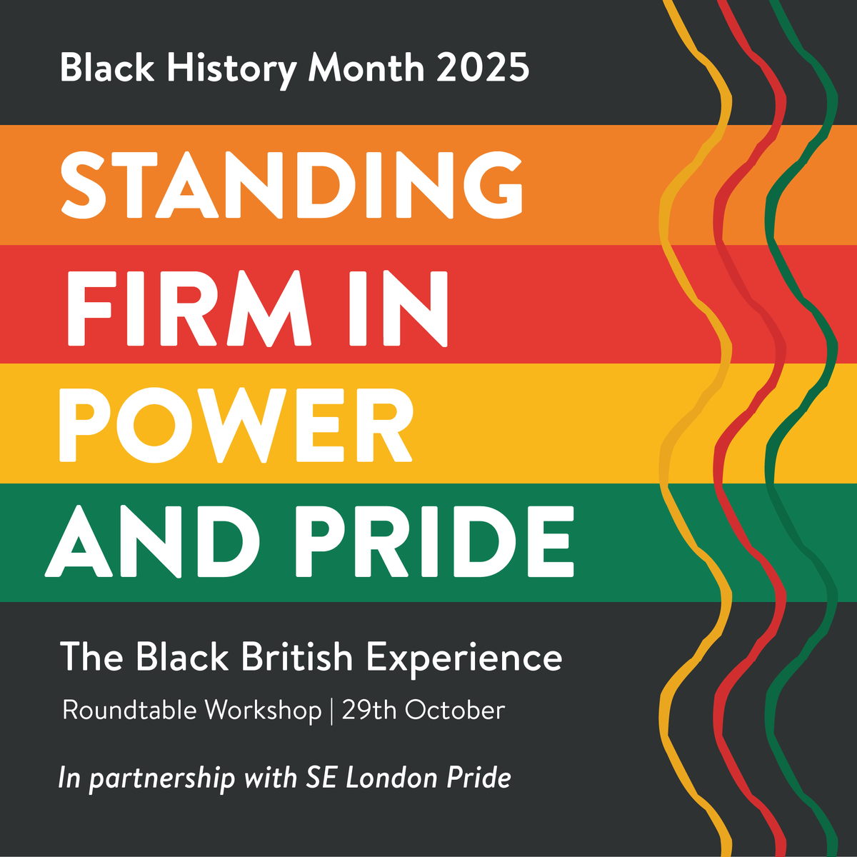 This October, we celebrate #BlackHistoryMonth🖤 honouring the achievements, resilience &amp; contributions of Black communities across the UK. 

On 29th Oct, we’re hosting a workshop in partnership with South London Pride on The Black British Experience.