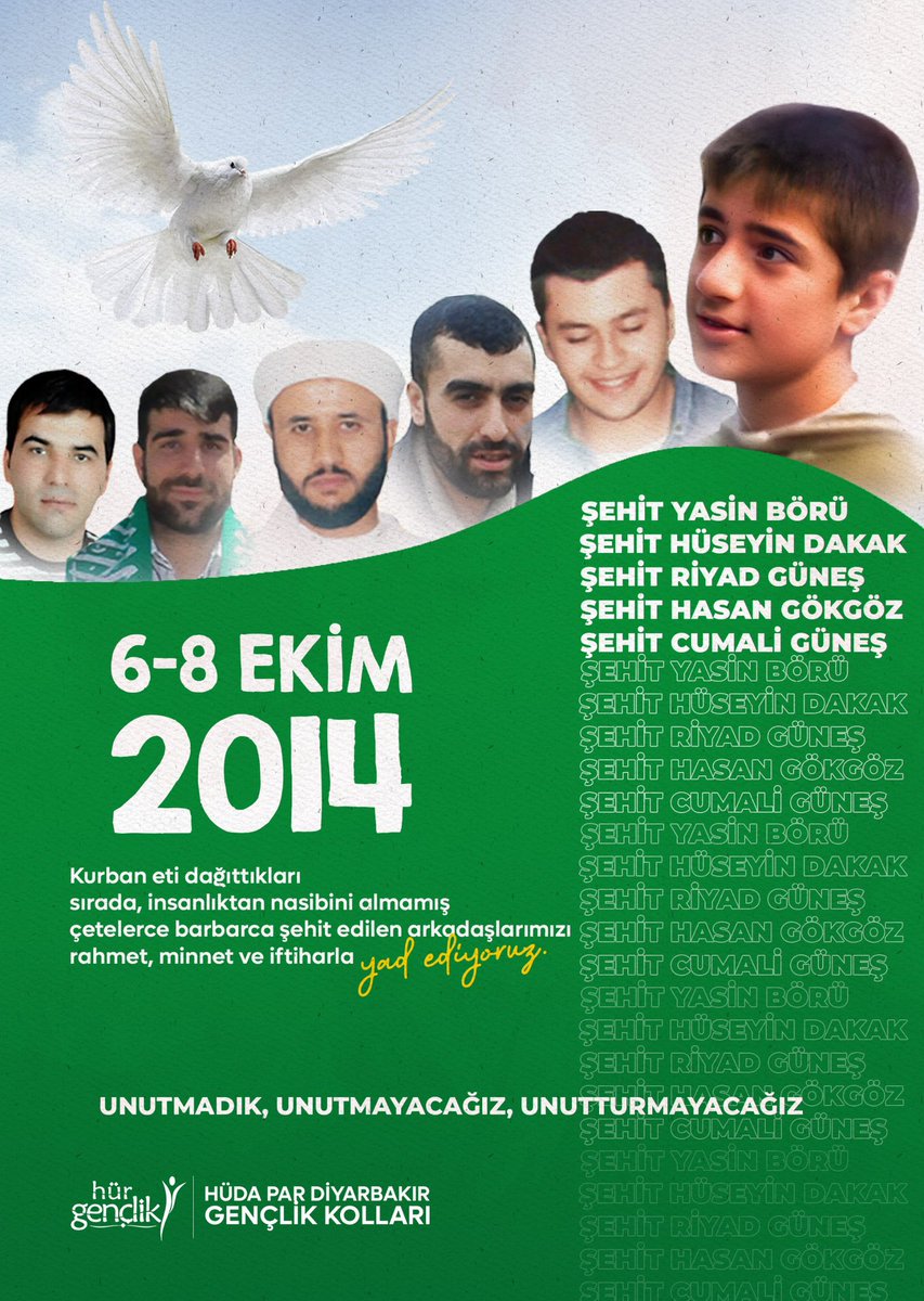 Kurban eti dağıttıkları sırada, insanlıktan nasibini almamış barbar çetelerce şehit edilen kardeşlerimizi rahmet, minnet ve iftiharla yad ediyoruz.

Yolunuz yolumuzdur!
Unutmadık, unutmayacağız, unutturmayacağız!

#YasinBörü