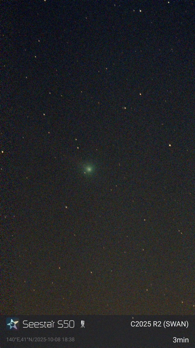 takku2's tweet image. 今夜はスワン彗星と月
#スワン彗星 #c2025r2swan #comet #乙部町 #北海道 #otobe #hokkaido #はこだて天文宇宙クラブ #seestar
