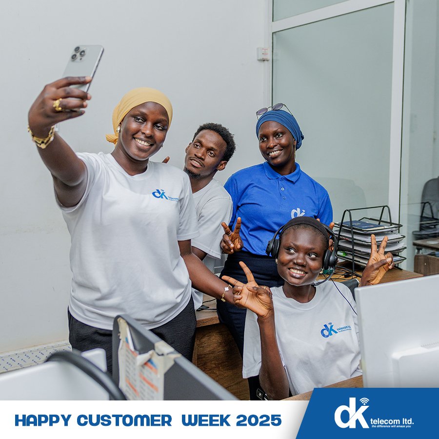 DKtelecomLtd's tweet image. 𝗛𝗔𝗣𝗣𝗬 𝗖𝗨𝗦𝗧𝗢𝗠𝗘𝗥 𝗪𝗘𝗘𝗞 𝟮𝟬𝟮𝟱. 

It’s Customer Week!  We are renewing our  admiration  and gratitude to all our amazing customers. 

We are always glad to  hear from you for all enquiries.

𝘾𝙖𝙡𝙡 𝘾𝙚𝙣𝙩𝙚𝙧: 1331/9544000
#CustomerWeek 
#dktelecom 
#Gambia