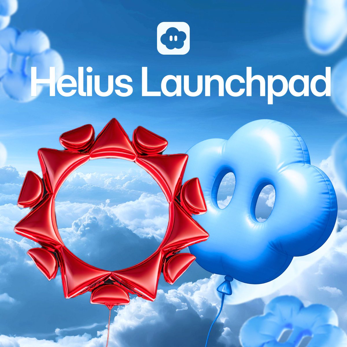 Helius Launchpad announcement with Umbra Privacy balloons and clouds